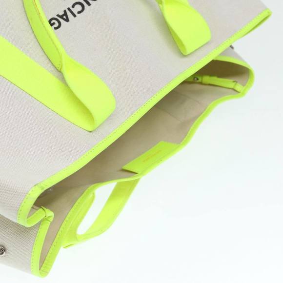 BALENCIAGA Navy Cabas M Hand Bag Canvas Leather White Yellow 339936 Auth yk14650 - Picture 6 of 16